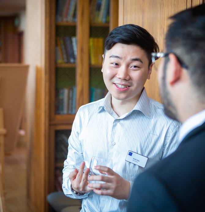 An LBS student in discussion