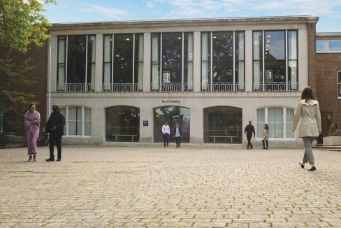 North Building entrance and courtyard